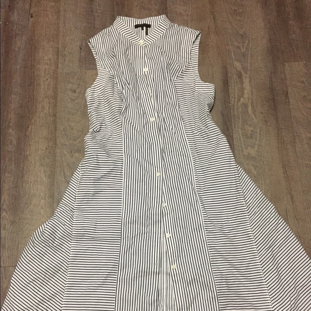 Donna Karan Monochrome Striped Midi Dress